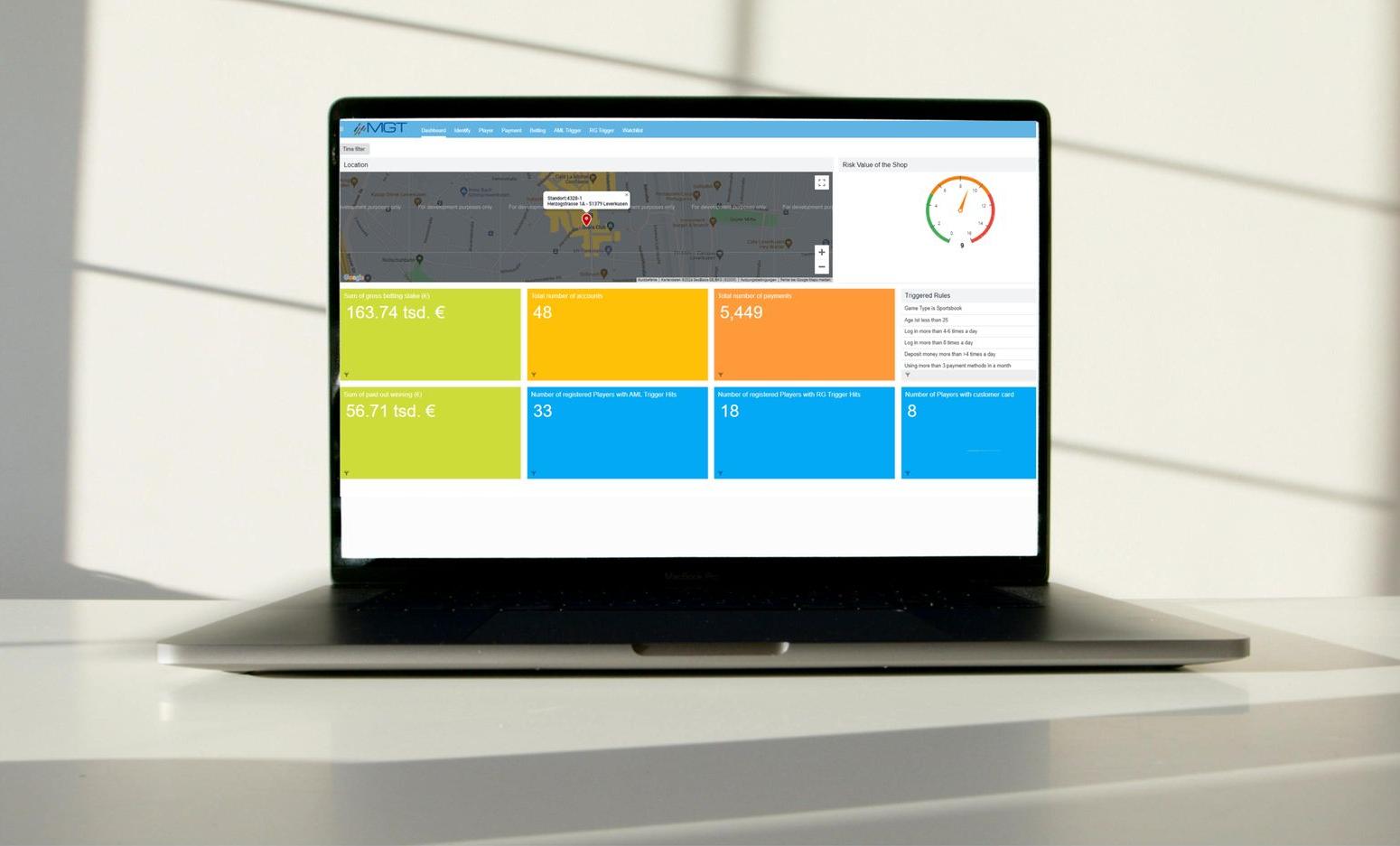 PowerComply Solution on a laptop Mockup showing PowerComply Monitoring solution on a laptop