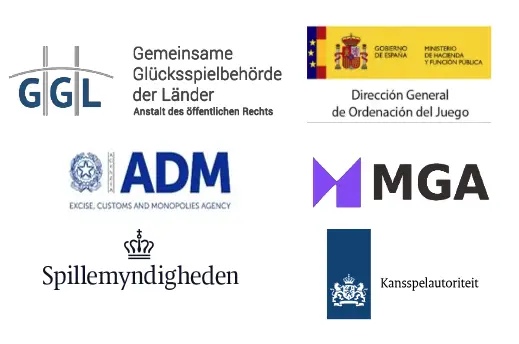 Logos of authorithies providing regulatory databases Logos of GGL, DGOJ, ADM and MGA
